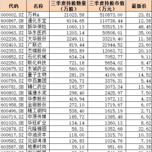 三季度QFII、社保基金、养老基金持仓动向最新持仓曝光