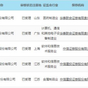 4月10日上交所受理五家公司科创板上市申请（影子股概念股） ... ...