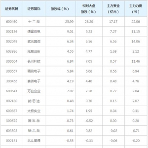 国家大基金概念股近三日最受主力资金青睐（12月4日）