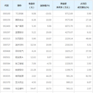 营业部最青睐个股曝光 TCL科技等3股净买入超5000万（1月19日） ...