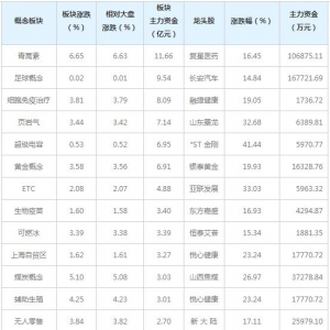 三大概念受29亿主力资金追捧（5月11日）