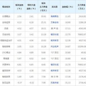 三大概念受74亿主力资金追捧（2021年11月17日）