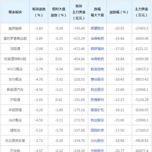 2022年1月7日三大概念股被主力资金抛弃