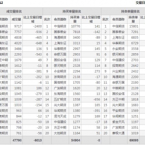 2022年11月2日沪深300股指期货12月份合约（IF2212）持仓一览表