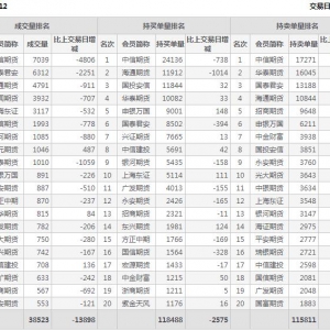 2022年11月2日IC中证500股指期货12月份合约（IC2212）持仓