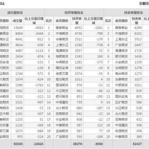 2022年11月7日IH上证50股指期货11月份合约（IH2211）持仓一览表