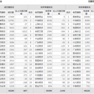 2022年11月9日沪深300股指期货11月份合约（IF2211）持仓一览表