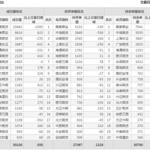 2022年11月9日IH上证50股指期货11月份合约（IH2211）持仓一览表