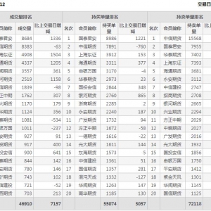 2022年11月10日沪深300股指期货12月份合约（IF2212）持仓一览表