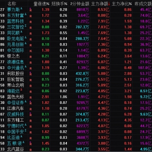 2025年1月14日沪深股市主力资金净流入前25名