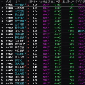 2025年3月13日沪深股市主力资金净流出前25名