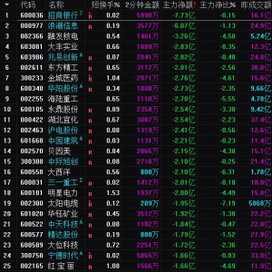 2025年3月26日沪深股市主力资金净流出前25名