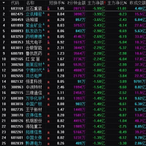 2025年4月2日沪深股市主力资金净流出前25名
