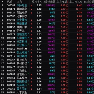 2025年7月14日沪深股市主力资金净流入前25名