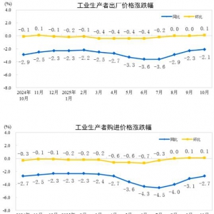 2025年10月份工业生产者出厂价格（PPI）同比降幅继续收窄 环比由平转涨 ...