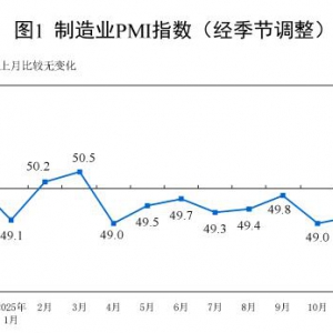 2025年12月中国采购经理指数（PMI）为50.1%升至扩张区间