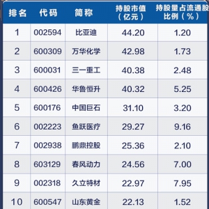 2026年一季度重仓20强名单出炉