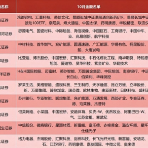2026年10月券商金股组合